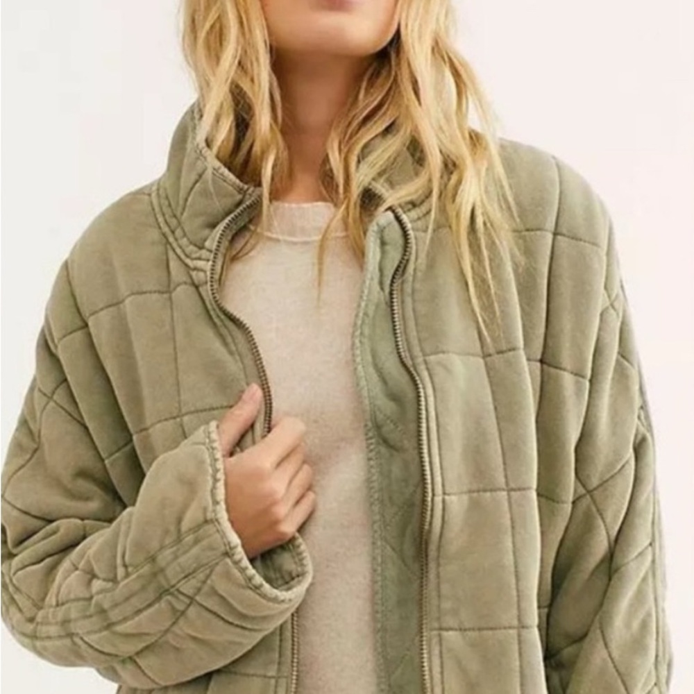 Free People Dolman Quilted Jacket - Sage Green - S